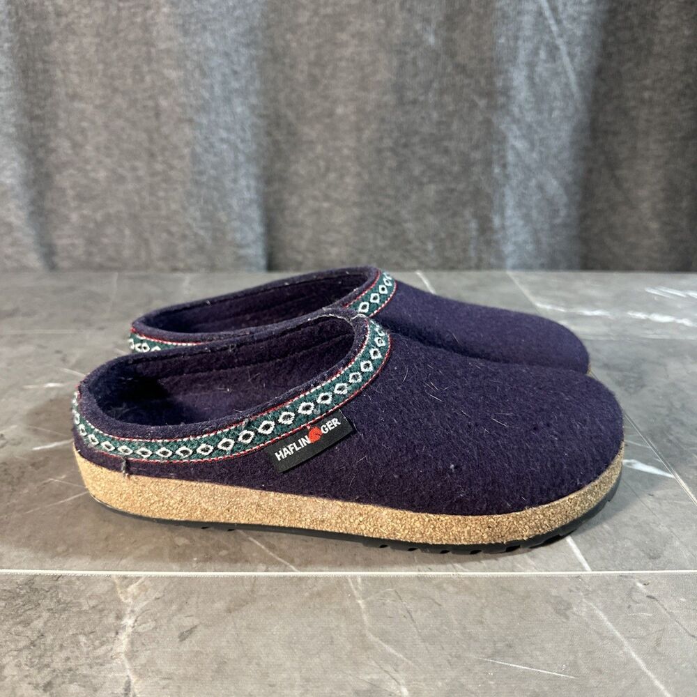 Haflinger Zig Zag Captains Purple Wool Slip On Clogs Womens EU 40 US 9 B2